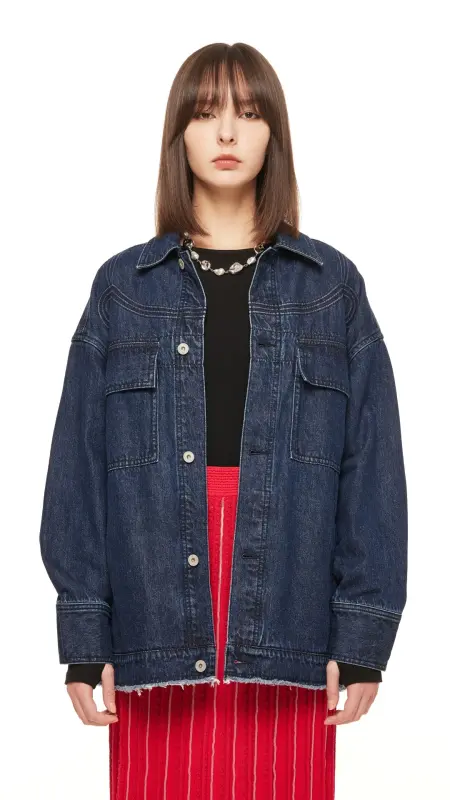 Corded Braiding Oversized Denim Jacket online
