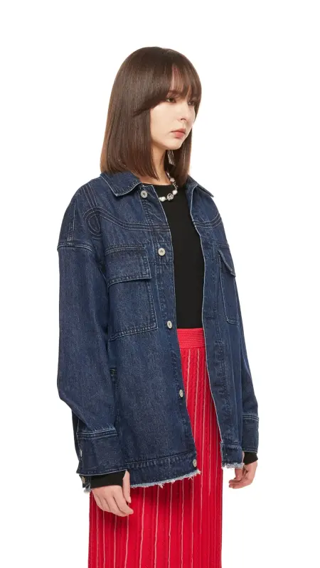 Corded Braiding Oversized Denim Jacket online