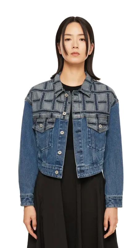 Patched Crop Denim Jacket online